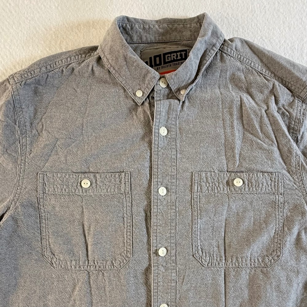 40 Grit Button Down Shirt Mens Large Tall Standard Fit Long Sleeve Gray